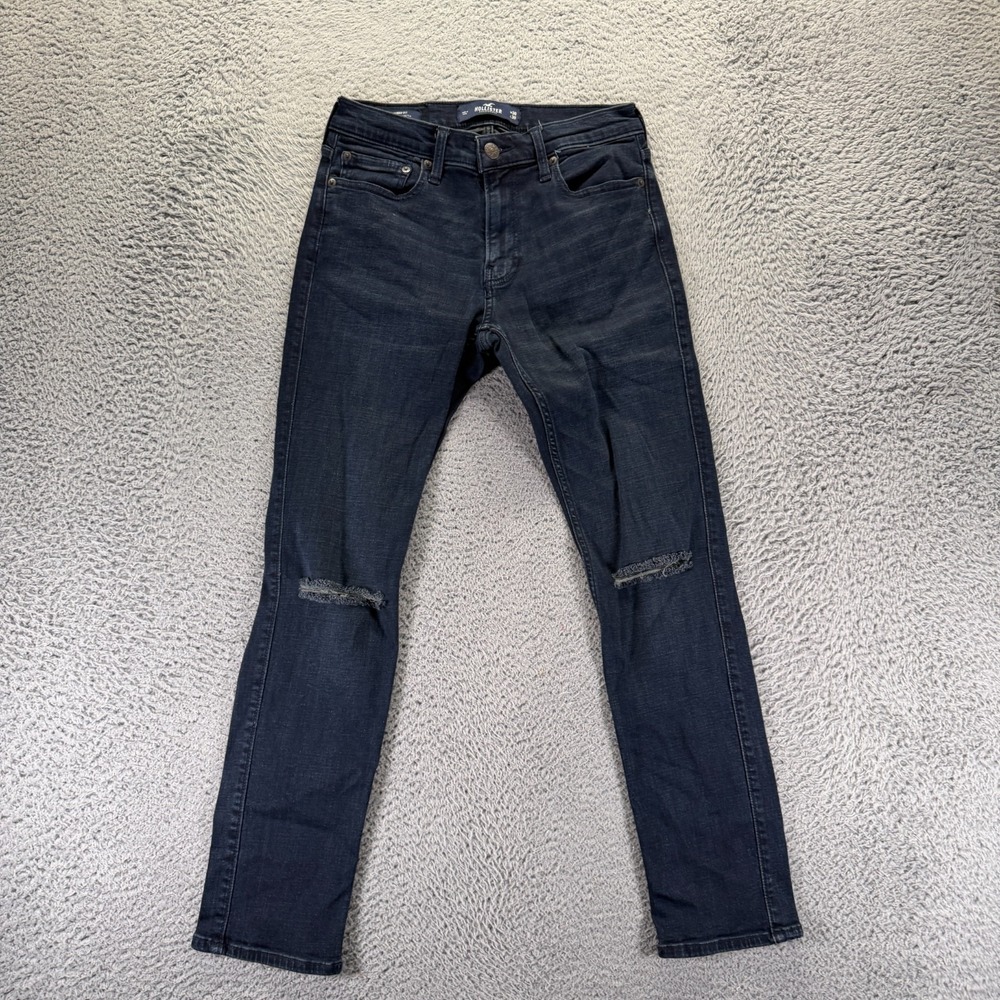 Hollister Jeans Men 30x30 Blue Cotton Denim Skinny Workwear Faded Travel Stretch